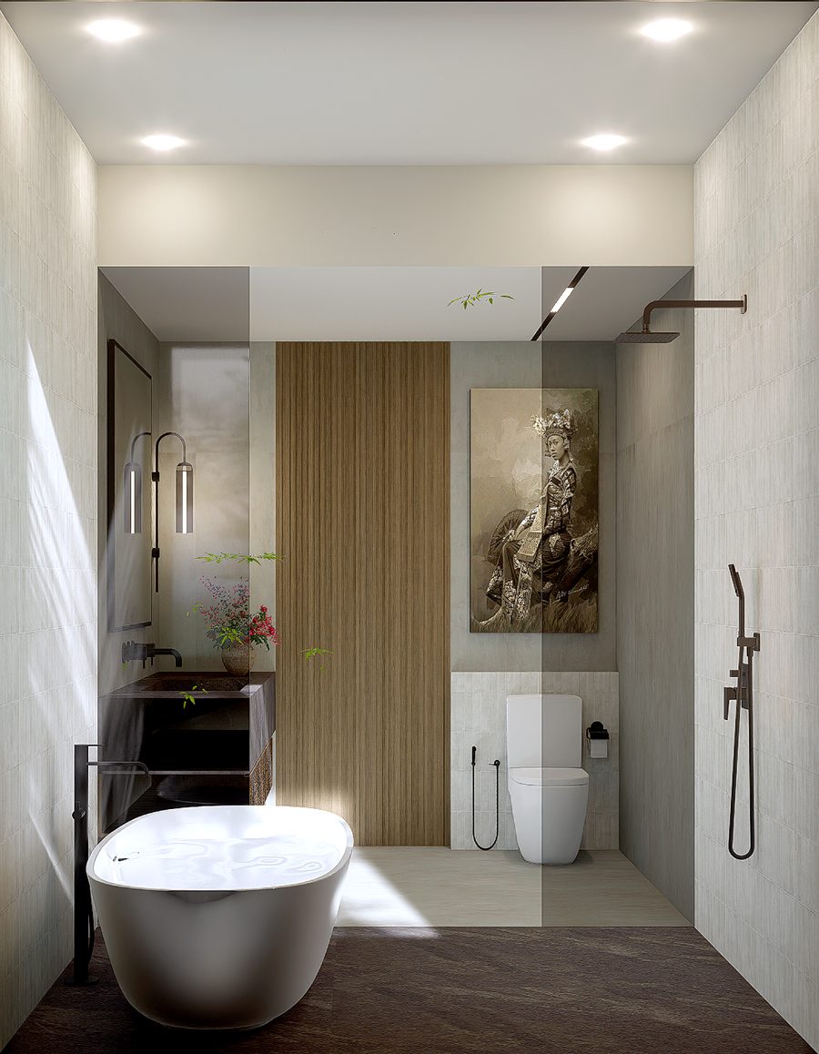 Master bathroom with freestanding tub