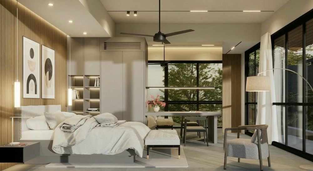 Master bedroom overlooking the greenery